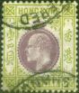 Rare Postage Stamp from Hong Kong 1904 $1 Purple & Sage-Green SG86 Good Used