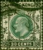 Rare Postage Stamp Hong Kong 1904 30c Dull Green & Black SG84 Fine Used