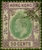 Collectible Postage Stamp from Hong Kong 1904 50c Green & Magenta SG85 Good Used