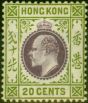 Valuable Postage Stamp from Hong Kong 1911 20c Purple & Sage-Green SG96 V.F Very Lightly Mtd Mint