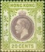 Collectible Postage Stamp from Hong Kong 1912 20c Purple & Sage-Green SG107 Fine Mtd Mint