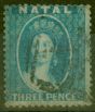 Old Postage Stamp from Natal 1859 3d Blue SG10 Fine Used.