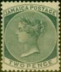 Old Postage Stamp from Jamaica 1886 2d Slate SG20a Fine Mtd Mint
