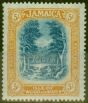 Rare Postage Stamp from Jamaica 1921 5s Blue & Pale Dull Orange SG88a V.F Lightly Mtd Mint