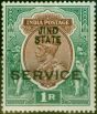 Old Postage Stamp from Jind 1914 1R Red-Brown & Deep Blue-Green SG043 Fine Lightly Mtd Mint