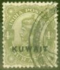 Valuable Postage Stamp from Kuwait 1923 4a Dp Olive SG8 Fine Used
