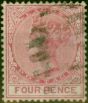 Old Postage Stamp Lagos 1876 4d Carmine SG14 Fine Used (3)