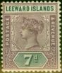 Rare Postage Stamp from Leeward Islands 1890 7d Dull Mauve & Slate SG6 Fine Mtd Mint