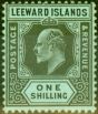 Rare Postage Stamp from Leeward Islands 1911 1s Black-Green SG43 Fine Mtd Mint