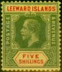 Old Postage Stamp Leeward Islands 1914 5s Green & Red-Yellow SG57 Fine LMM