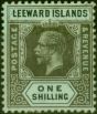 Rare Postage Stamp Leeward Islands 1917 1s Olive Back SG54b V.F.U