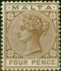 Old Postage Stamp Malta 1885 4d Brown SG27 Fine MM
