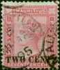 Mauritius 1891 2c on 17c Rose SG119 Fine Used . Queen Victoria (1840-1901) Used Stamps