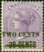 Rare Postage Stamp from Mauritius 1891 2c on 38c on 9d Pale Violet SG120 Fine Lightly Mtd Mint (2)
