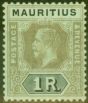 Rare Postage Stamp from Mauritius 1921 1R on Emerald Green SG201a Fine Lightly Mtd Mint