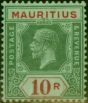 Collectible Postage Stamp Mauritius 1922 10R on Emerald Emerald Back SG204d Die II Fine & Fresh LMM