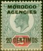Collectible Postage Stamp Morocco Agencies 1907 20c on 2d Pale Grey-Green & Carmine-Red SG115 Fine MM