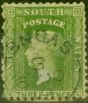 Rare Postage Stamp from N.S.W 1860 3d Yellow-Green SG139 Fine Used