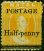 Natal 1877 1/2d on 1d Yellow SG91 Fine MM Queen Victoria (1840-1901) Collectible Stamps