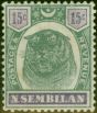 Old Postage Stamp Negri Sembilan 1896 15c Green & Violet SG11 Fine & Fresh MM
