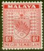 Old Postage Stamp from Negri Sembilan 1937 6c Scarlet SG28 Fine & Fresh Mtd Mint