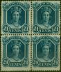 Old Postage Stamp Newfoundland 1865 24c Blue SG30 V.F MNH & LMM Block of 4