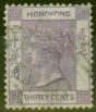 Collectible Postage Stamp from Hong Kong 1863 30c Mauve SG16a GKON of Hong Kong Damaged at Foot V.F.U