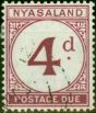 Rare Postage Stamp from Nyasaland 1950 4d Purple SGD4 Fine Used