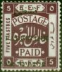 Old Postage Stamp Palestine 1920 5p Deep Purple SG23d 'PALESTINB' Fine MM
