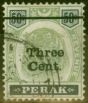 Collectible Postage Stamp from Perak 1900 3c on 50c Green & Black SG85 Fine Used