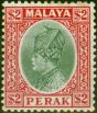 Valuable Postage Stamp Perak 1936 $2 Green & Scarlet SG101 Fine LMM