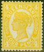 Rare Postage Stamp from Queensland 1898 4d Yellow SG244a Die II V.F Lightly Mtd Mint