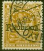 Rare Postage Stamp from Rhodesia 1909 1s Dp Brownish Bistre SG107c V.F.U