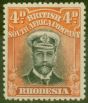 Rare Postage Stamp from Rhodesia 1913 4d Black & Orange-Red SG216 P.15 Fine & Fresh Mtd Mint