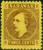 Collectible Postage Stamp Sarawak 1871 3c Brown-Yellow SG2a 'Stop after Three' Fine Unused