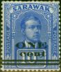 Old Postage Stamp Sarawak 1923 1c on 10c Bright Blue SG74c 'Bar 3/4mm Apart' Fine & Fresh LMM