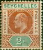 Valuable Postage Stamp from Seychelles 1906 2c Chestnut & Green SG60a Dented Frame Good Mtd Mint