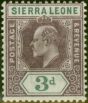Rare Postage Stamp Sierra Leone 1903 3d Dull Purple & Grey SG78 Fine LMM