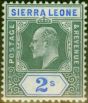 Rare Postage Stamp Sierra Leone 1905 2s Green & Ultramarine SG96 Fine LMM 1