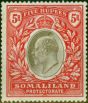 Valuable Postage Stamp from Somaliland 1904 5R Grey-Black & Red SG44 Fine MM