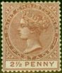 Rare Postage Stamp from St Christopher 1879 2 1/2d Red-Brown SG7 Good Mtd Mint