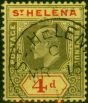 St Helena 1908 4d Black & Red-Yellow SG66 V.F.U. King Edward VII (1902-1910) Used Stamps