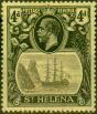 Old Postage Stamp St Helena 1923 4d Grey & Black-Yellow SG92 Fine MM