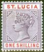 Collectible Postage Stamp from St Lucia 1891 1s Dull Mauve & Red SG50 Fine Very Lightly Mtd Mint