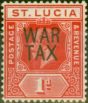 Valuable Postage Stamp St Lucia 1916 1d Scarlet SG89 V.F MNH