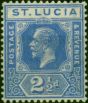 Old Postage Stamp St Lucia 1926 2 1/2d Dull Blue SG98 Fine VLMM (2)