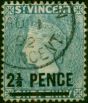 St Vincent 1889 2 1/2d on 1d Milky Blue SG49 Fine Used Queen Victoria (1840-1901) Collectible Stamps