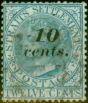 Collectible Postage Stamp from Straits Settlements 1881 10c on 12c Blue SG45a Fine Used