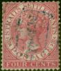 Old Postage Stamp Straits Settlements 1882 4c Rose SG51 Fine Used (2)