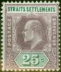 Rare Postage Stamp from Straits Settlements 1902 25c Dull Purple & Green SG116 Fine & Fresh Mtd Mint